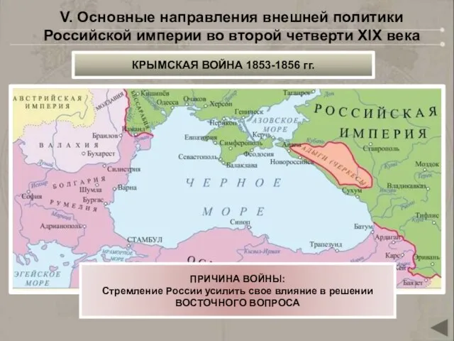 V. Основные направления внешней политики Российской империи во второй четверти