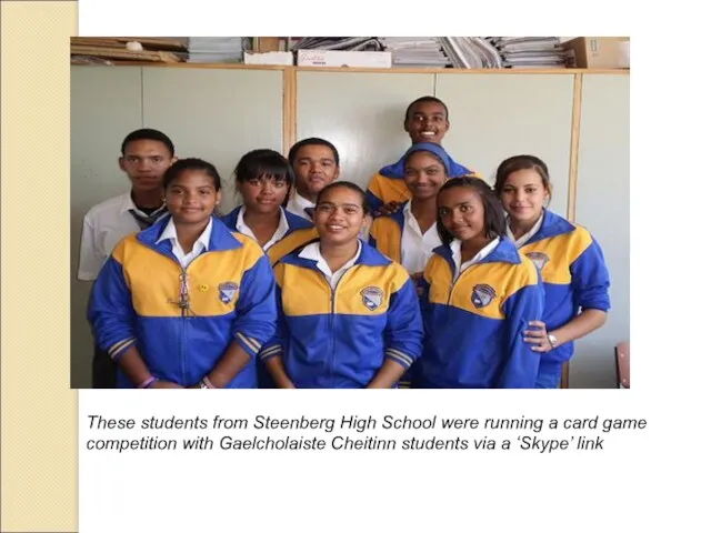 These students from Steenberg High School were running a card