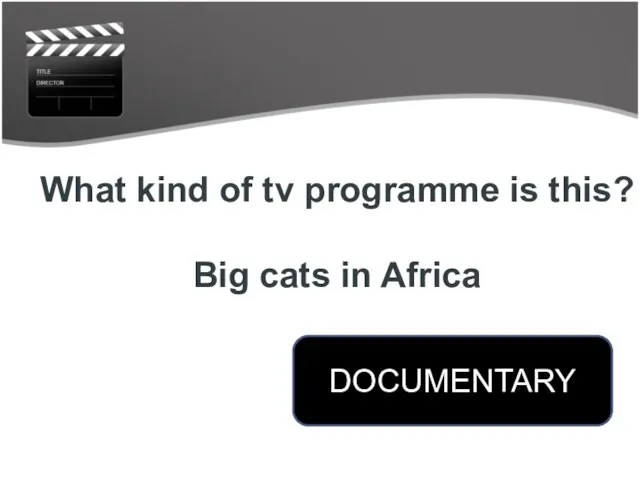 What kind of tv programme is this? Big cats in Africa DOCUMENTARY