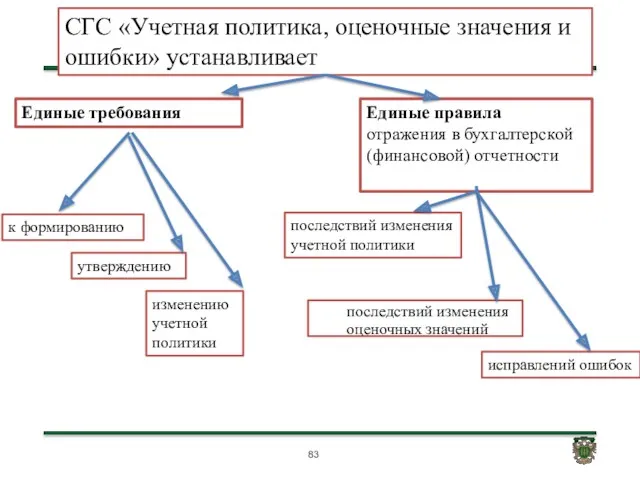 СГС «Учетная политика, оценочные значения и ошибки» устанавливает Единые требования