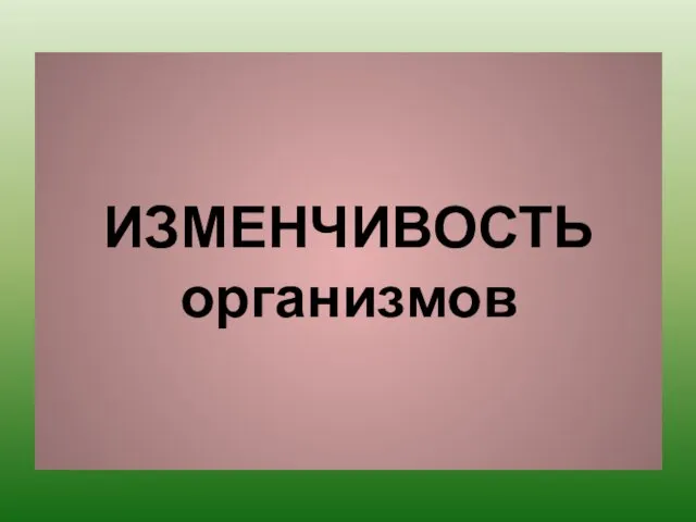 ИЗМЕНЧИВОСТЬ организмов