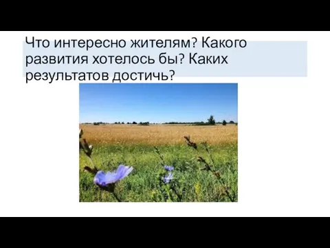 Что интересно жителям? Какого развития хотелось бы? Каких результатов достичь?