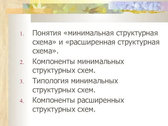 Понятия «минимальная структурная схема» и «расширенная структурная схема». Компоненты минимальных