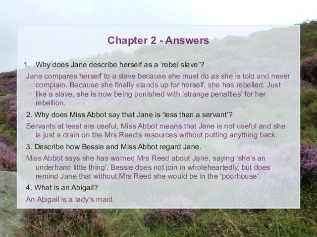 Chapter 2 - Answers Why does Jane describe herself as