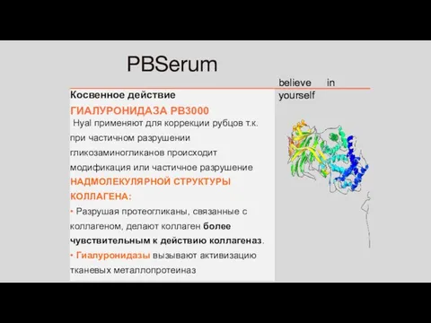 believe in yourself PBSerum Косвенное действие ГИАЛУРОНИДАЗА PB3000 Hyal применяют