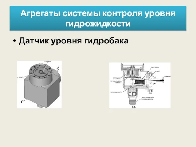 Агрегаты системы контроля уровня гидрожидкости Датчик уровня гидробака