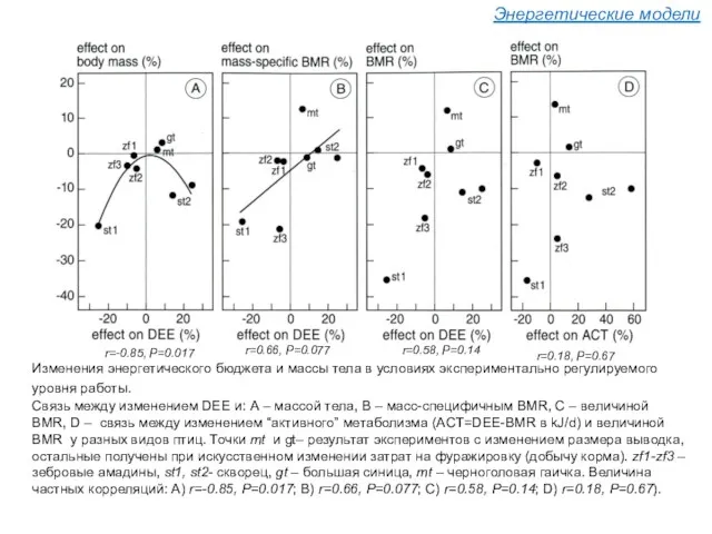 r=0.66, P=0.077 r=0.58, P=0.14 r=0.18, P=0.67 r=-0.85, P=0.017 Энергетические модели