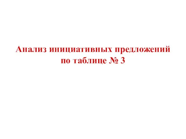 Анализ инициативных предложений по таблице № 3