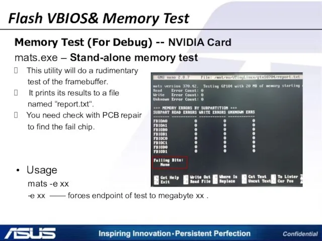 Flash VBIOS& Memory Test Memory Test (For Debug) -- NVIDIA