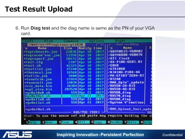 6. Run Diag test and the diag name is same