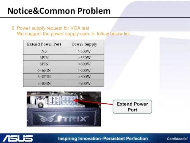 Notice&Common Problem 6. Power supply request for VGA test: We