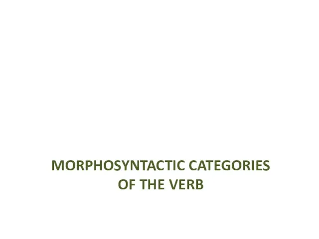 MORPHOSYNTACTIC CATEGORIES OF THE VERB