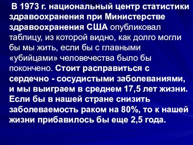 В 1973 г. национальный центр статистики здравоохранения при Министерстве здравоохранения