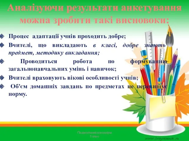 Процес адаптації учнів проходить добре; Вчителі, що викладають в класі,