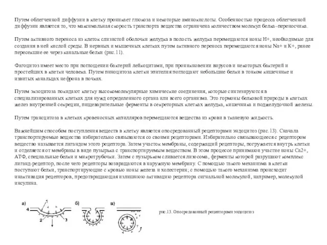 Путем облегченной диффузии в клетку проникает глюкоза и некоторые аминокислоты. Особенностью процесса облегченной