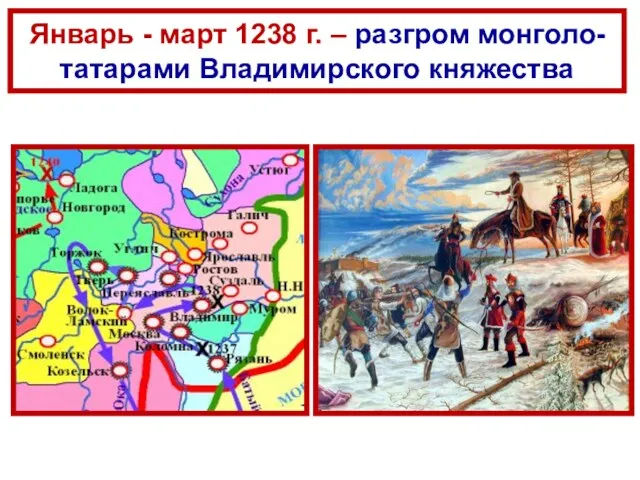 Январь - март 1238 г. – разгром монголо-татарами Владимирского княжества