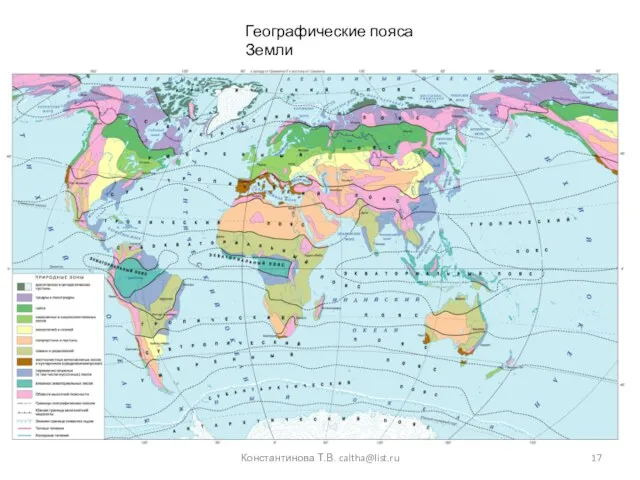 Константинова Т.В. caltha@list.ru Географические пояса Земли