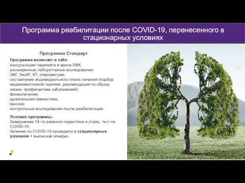 Программа реабилитации после COVID-19, перенесенного в стационарных условиях Программа Стандарт