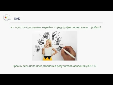 КАК от простого рисования перейти к предпрофессиональным пробам? расширить поле представления результатов освоения ДООП?