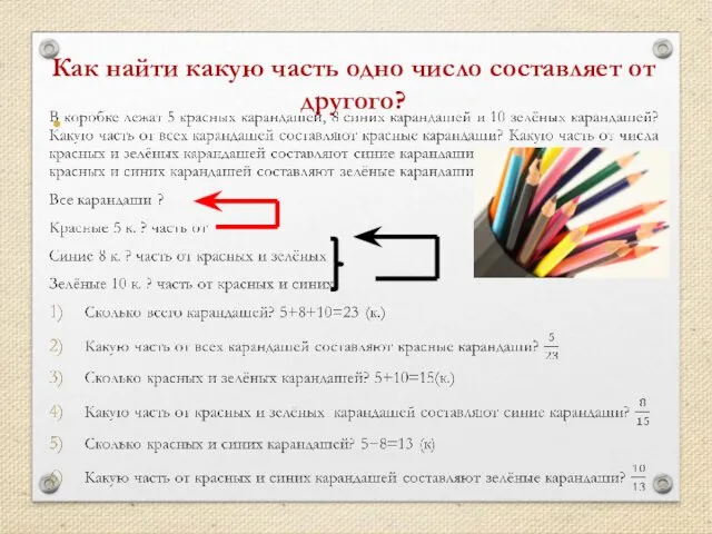 Как найти какую часть одно число составляет от другого?