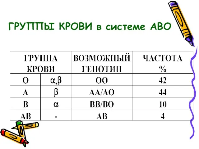 ГРУППЫ КРОВИ в системе АВО