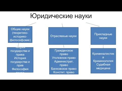 Юридические науки Общие науки (теоретико-историко-философские) Отраслевые науки Прикладные науки Теория государства и права