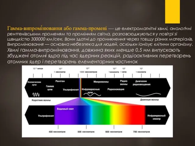 Гамма-випромі́нювання або гамма-промені — це електромагнітні хвилі, аналогічні рентгенівським променям