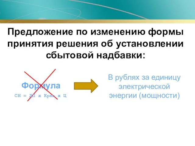 Предложение по изменению формы принятия решения об установлении сбытовой надбавки: