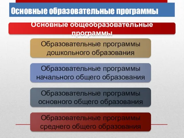 Основные образовательные программы Основные общеобразовательные программы Образовательные программы дошкольного образования