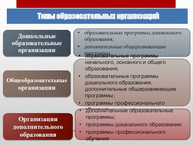 Дошкольные образовательные организации образовательные программы дошкольного образования; дополнительные общеразвивающие программы