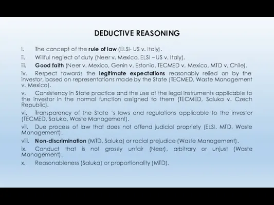 DEDUCTIVE REASONING i. The concept of the rule of law