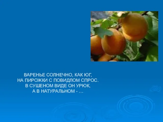 ВАРЕНЬЕ СОЛНЕЧНО, КАК ЮГ, НА ПИРОЖКИ С ПОВИДЛОМ СПРОС. В