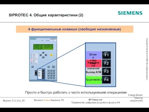 4 функциональные клавиши (свободно назначаемые) Отчет о поврежд. Измеремые значения