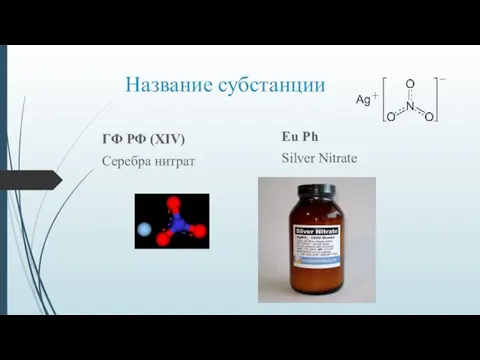 Название субстанции ГФ РФ (XIV) Серебра нитрат Eu Ph Silver Nitrate