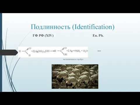 Подлинность (Identification) ГФ РФ (XIV) Eu. Ph. --- металлическое серебро