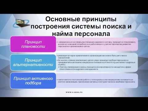 Основные принципы построения системы поиска и найма персонала