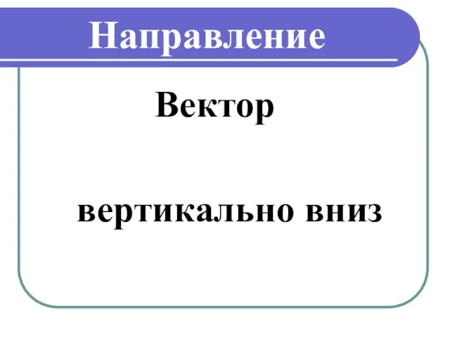 Направление Вектор вертикально вниз