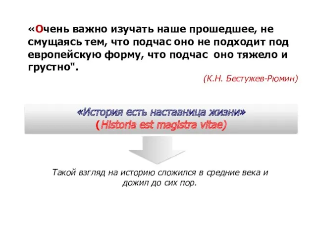 «Очень важно изучать наше прошедшее, не смущаясь тем, что подчас