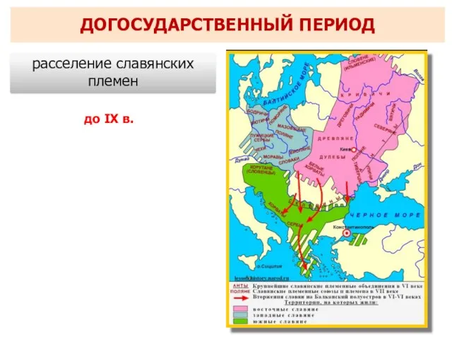 ДОГОСУДАРСТВЕННЫЙ ПЕРИОД расселение славянских племен до IX в.