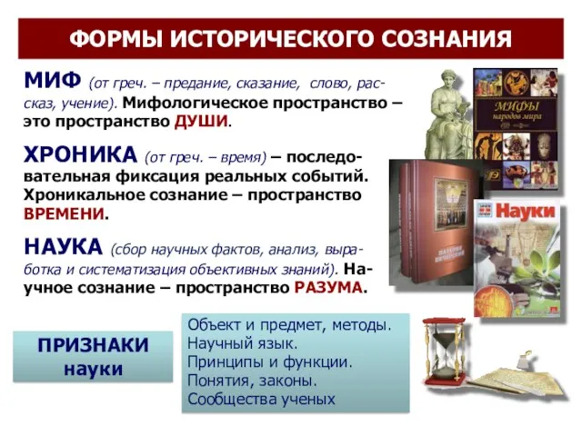 ФОРМЫ ИСТОРИЧЕСКОГО СОЗНАНИЯ МИФ (от греч. – предание, сказание, слово,