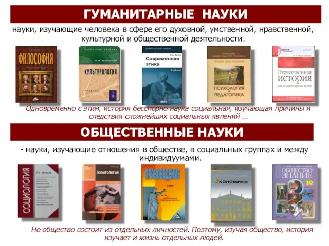 ГУМАНИТАРНЫЕ НАУКИ науки, изучающие человека в сфере его духовной, умственной,