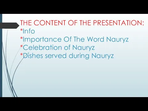 THE CONTENT OF THE PRESENTATION: *Info *Importance Of The Word