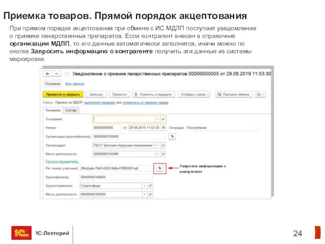 Приемка товаров. Прямой порядок акцептования При прямом порядке акцептования при