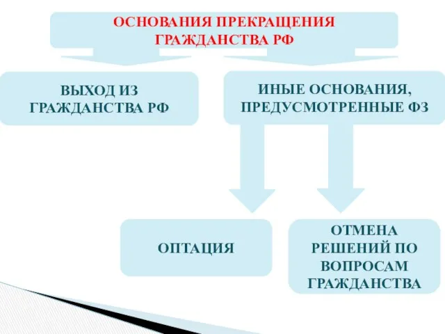 ОСНОВАНИЯ ПРЕКРАЩЕНИЯ ГРАЖДАНСТВА РФ ВЫХОД ИЗ ГРАЖДАНСТВА РФ ИНЫЕ ОСНОВАНИЯ,