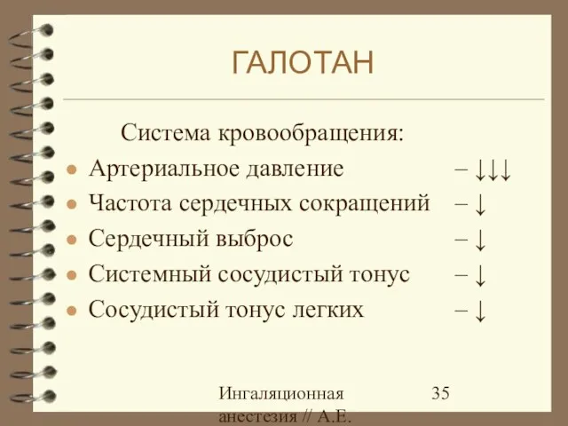 Ингаляционная анестезия // А.Е.Карелов, СПб МАПО Система кровообращения: Артериальное давление