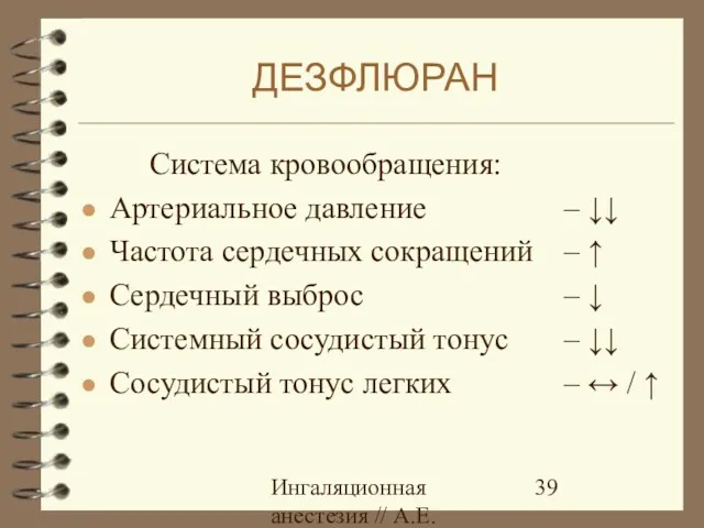 Ингаляционная анестезия // А.Е.Карелов, СПб МАПО Система кровообращения: Артериальное давление