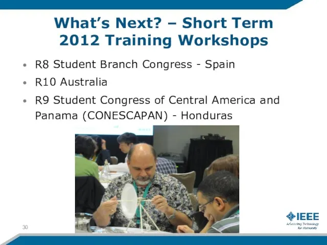What’s Next? – Short Term 2012 Training Workshops R8 Student