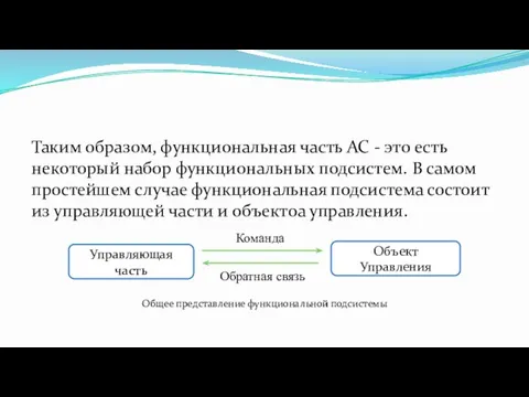 Таким образом, функциональная часть АС - это есть некоторый набор