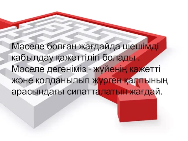 Мәселе болған жағдайда шешімді қабылдау қажеттілігі болады . Мәселе дегеніміз