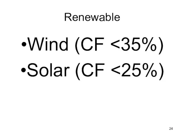 Renewable Wind (CF Solar (CF